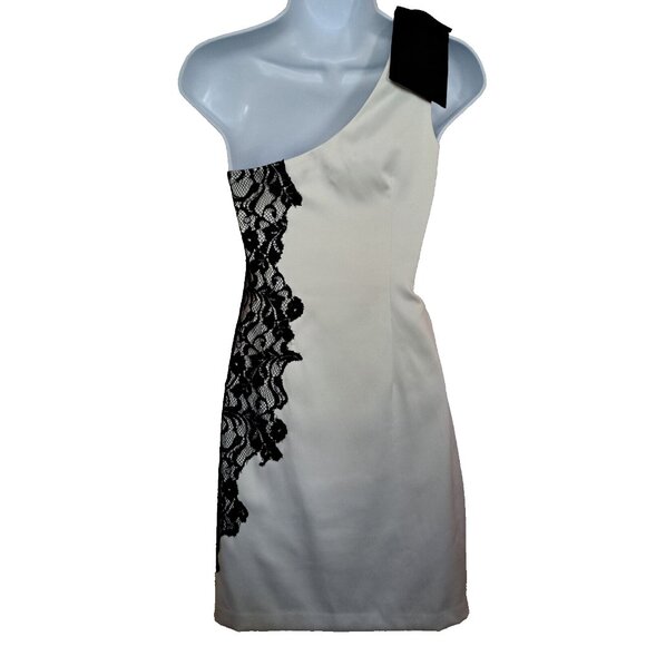 MAX & CLEO Claire dress Sz 6 LACE & BIG velvet SHOULDER BOW FORMAL PROM CHIC WOW - Picture 5 of 10